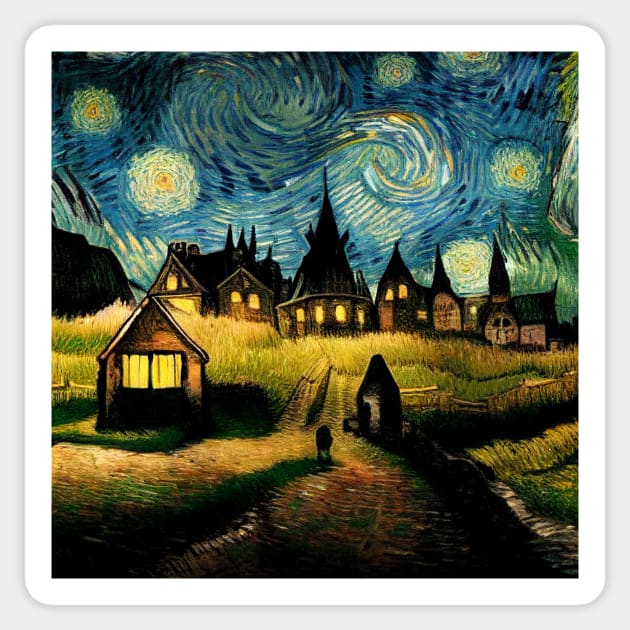 Starry Night Over Godric's Hollow Sticker by Grassroots Green